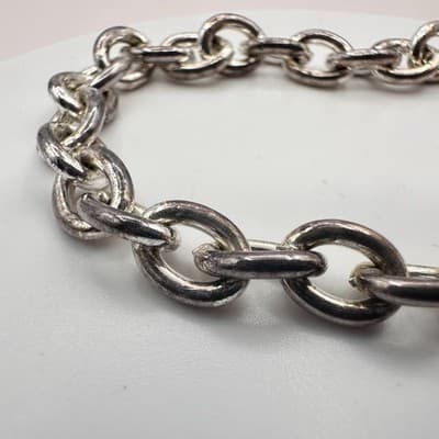 Vintage 90s American Flag Heart Charm Bracelet Silver Tone Enamel Jewelry - Thumbnail 4