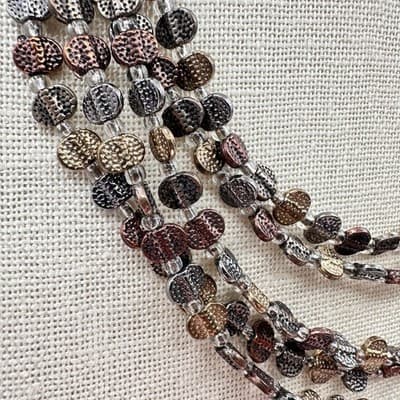 Vintage 90s Multi-Strand Hammered Beaded Necklace Retro Women's Classic Jewelry - Thumbnail 3