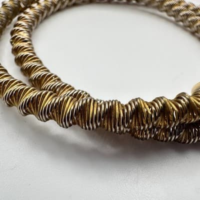Vintage 90s Crystal Heart Coil Bangle Bracelet Set Multi Tone Women's Jewelry - Thumbnail 6