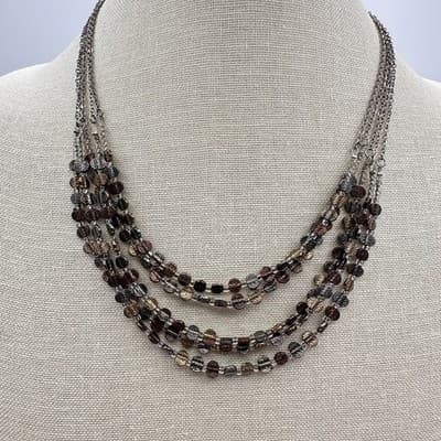 Vintage 90s Multi-Strand Hammered Beaded Necklace Retro Women's Classic Jewelry - Thumbnail 7