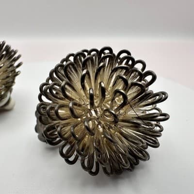 Vintage 80s Silver Tone Wire Loop Orb Earrings Statement Women's Classic Jewelry - Thumbnail 4