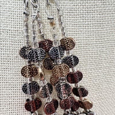 Vintage 90s Multi-Strand Hammered Beaded Necklace Retro Women's Classic Jewelry - Thumbnail 6