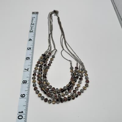 Vintage 90s Multi-Strand Hammered Beaded Necklace Retro Women's Classic Jewelry - Thumbnail 9
