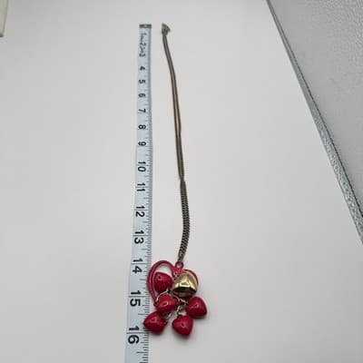 Vintage 90s Red Heart Pendant Necklace Gold Tone Dangle Charm Layered Jewelry - Thumbnail 10
