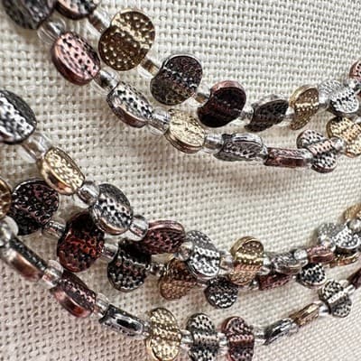 Vintage 90s Multi-Strand Hammered Beaded Necklace Retro Women's Classic Jewelry - Thumbnail 5