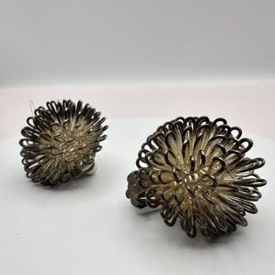 Vintage 80s Silver Tone Wire Loop Orb Earrings Statement Women's Classic Jewelry - Thumbnail 3