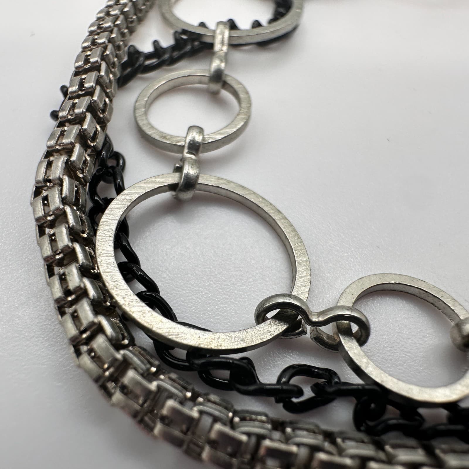 Vintage 90s Multi-Strand Bracelet Geometric Circle Classic Statement Jewelry Y2K - Thumbnail 5
