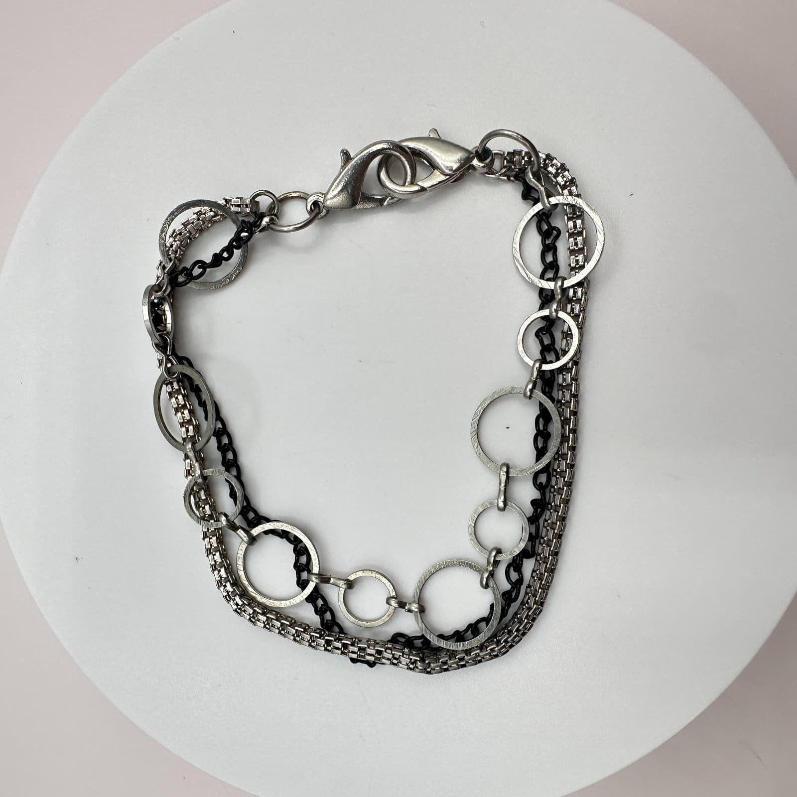 Vintage 90s Multi-Strand Bracelet Geometric Circle Classic Statement Jewelry Y2K - Thumbnail 8
