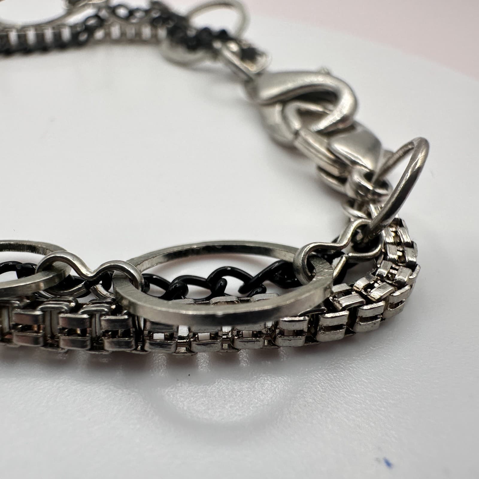 Vintage 90s Multi-Strand Bracelet Geometric Circle Classic Statement Jewelry Y2K - Thumbnail 6