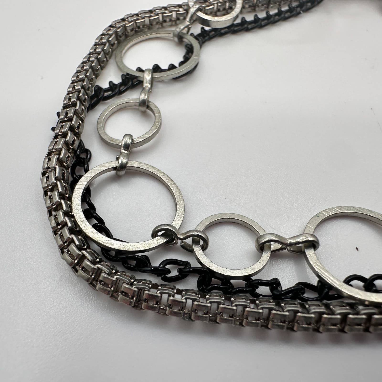 Vintage 90s Multi-Strand Bracelet Geometric Circle Classic Statement Jewelry Y2K - Thumbnail 4