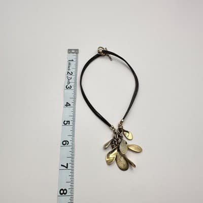 Vintage Y2K Boho Statement Necklace Gold Tone Teardrop Charms Multi Leather Cord - Thumbnail 7
