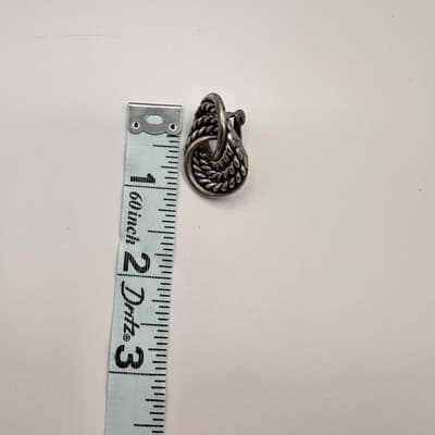 Vintage 80s 90s Silver Tone Twisted Rope Knot Earrings Women's Classic Jewelry - Thumbnail 8