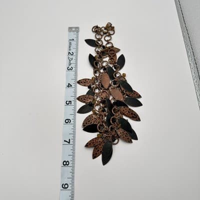 Vintage Y2K Leaf Fringe Chunky Necklace Statement Women's Classic Jewelry Retro - Thumbnail 7