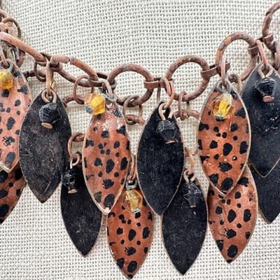 Vintage Y2K Leaf Fringe Chunky Necklace Statement Women's Classic Jewelry Retro - Thumbnail 3