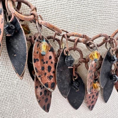 Vintage Y2K Leaf Fringe Chunky Necklace Statement Women's Classic Jewelry Retro - Thumbnail 4