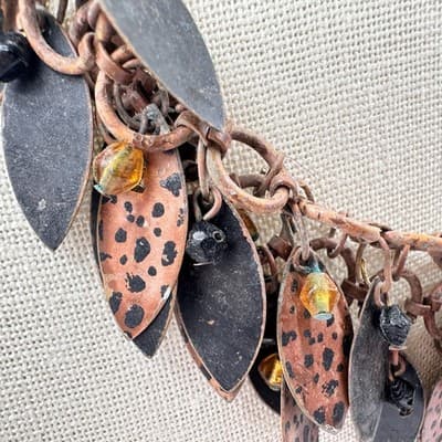 Vintage Y2K Leaf Fringe Chunky Necklace Statement Women's Classic Jewelry Retro - Thumbnail 5