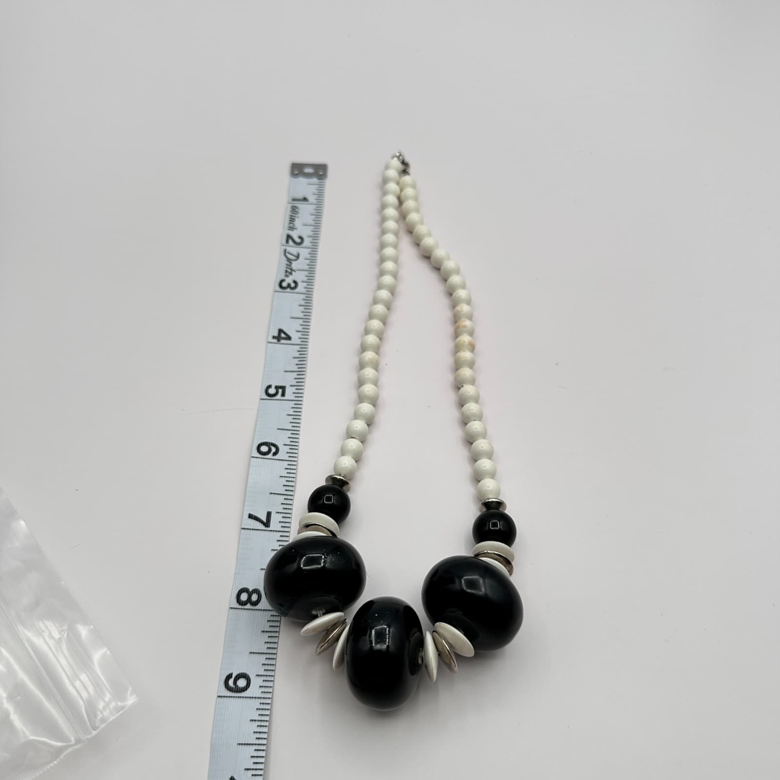 Vintage Y2K Chunky Black & White Statement Necklace Beaded Boho Women's Jewelry - Thumbnail 7