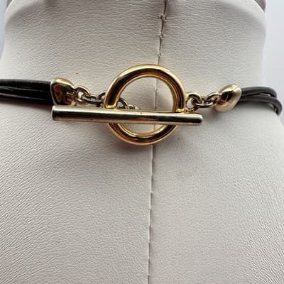 Vintage Y2K Boho Statement Necklace Gold Tone Teardrop Charms Multi Leather Cord - Thumbnail 6