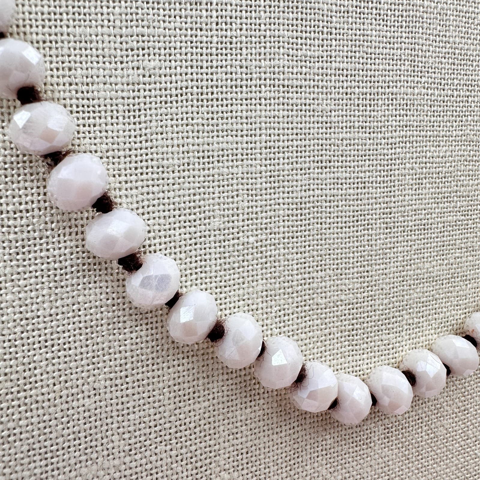 Vintage 90s Crystal Beaded Necklace Knotted cord Silver Tone Women's Jewelry Y2K - Thumbnail 4