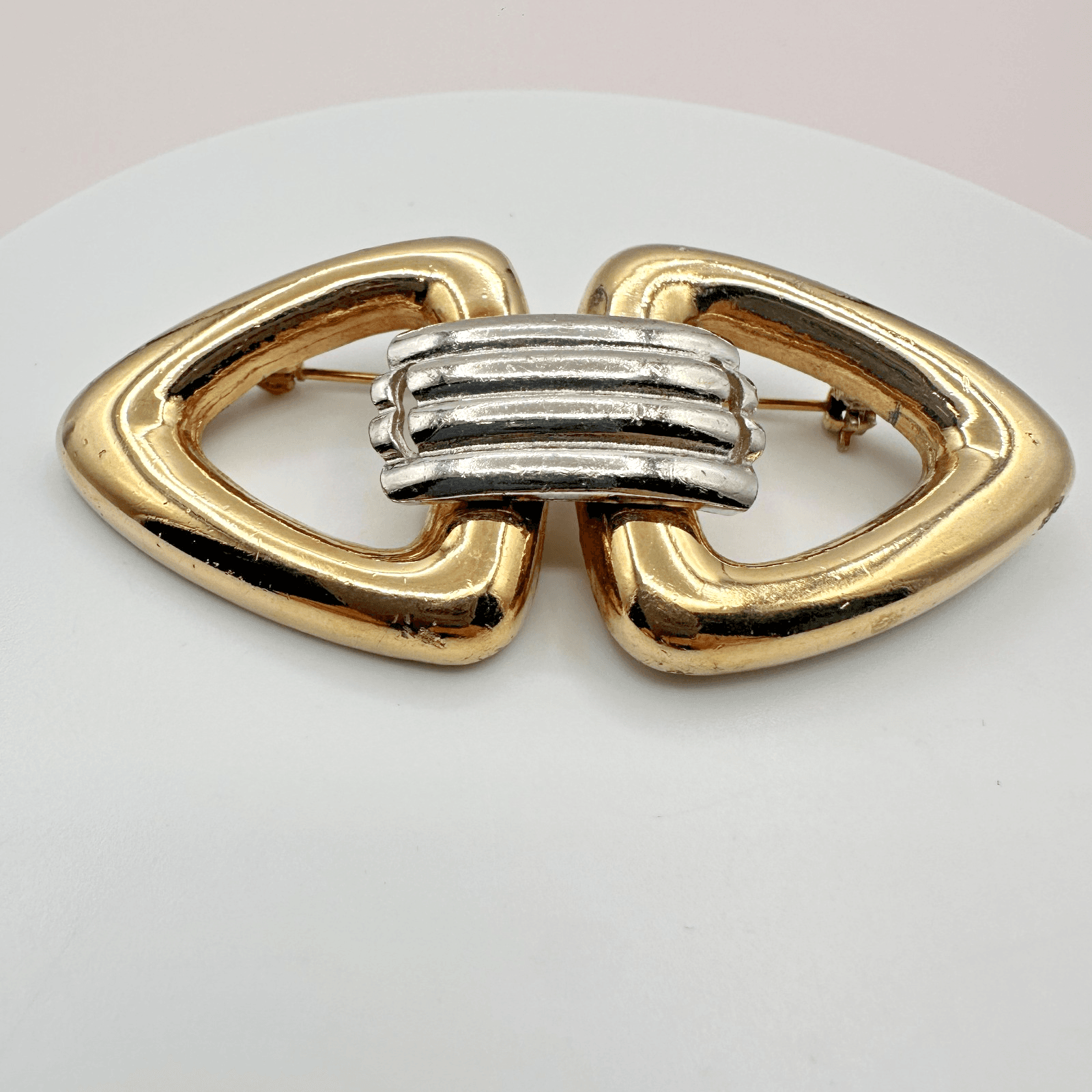 Vintage 90s Geometric Chunky Statement Brooch Pin Boho Classic Fashion Jewelry