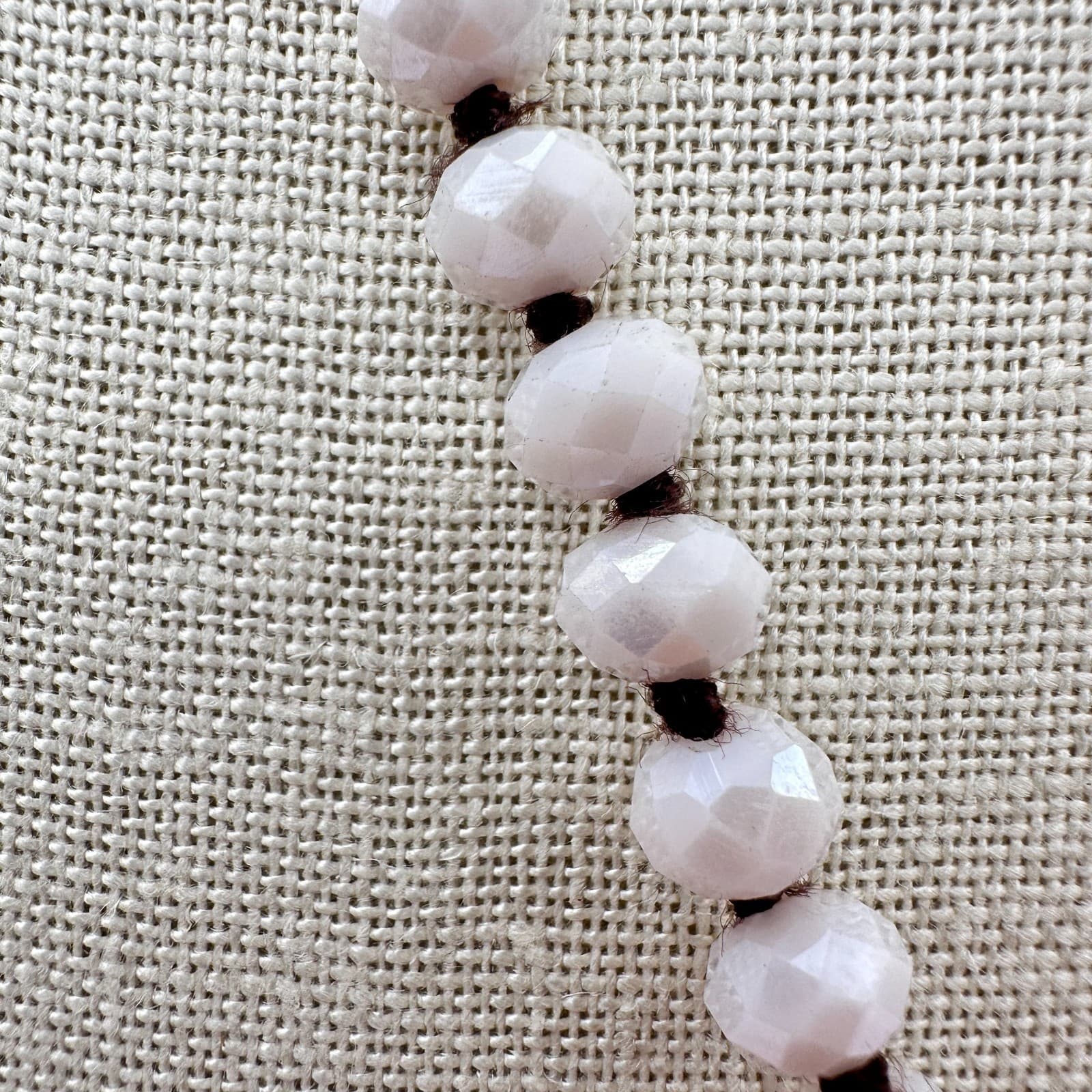 Vintage 90s Crystal Beaded Necklace Knotted cord Silver Tone Women's Jewelry Y2K - Thumbnail 6
