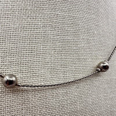 Vintage 90s Silver-Tone Beaded Floral Choker Necklace Set Women's Jewelry - Thumbnail 7