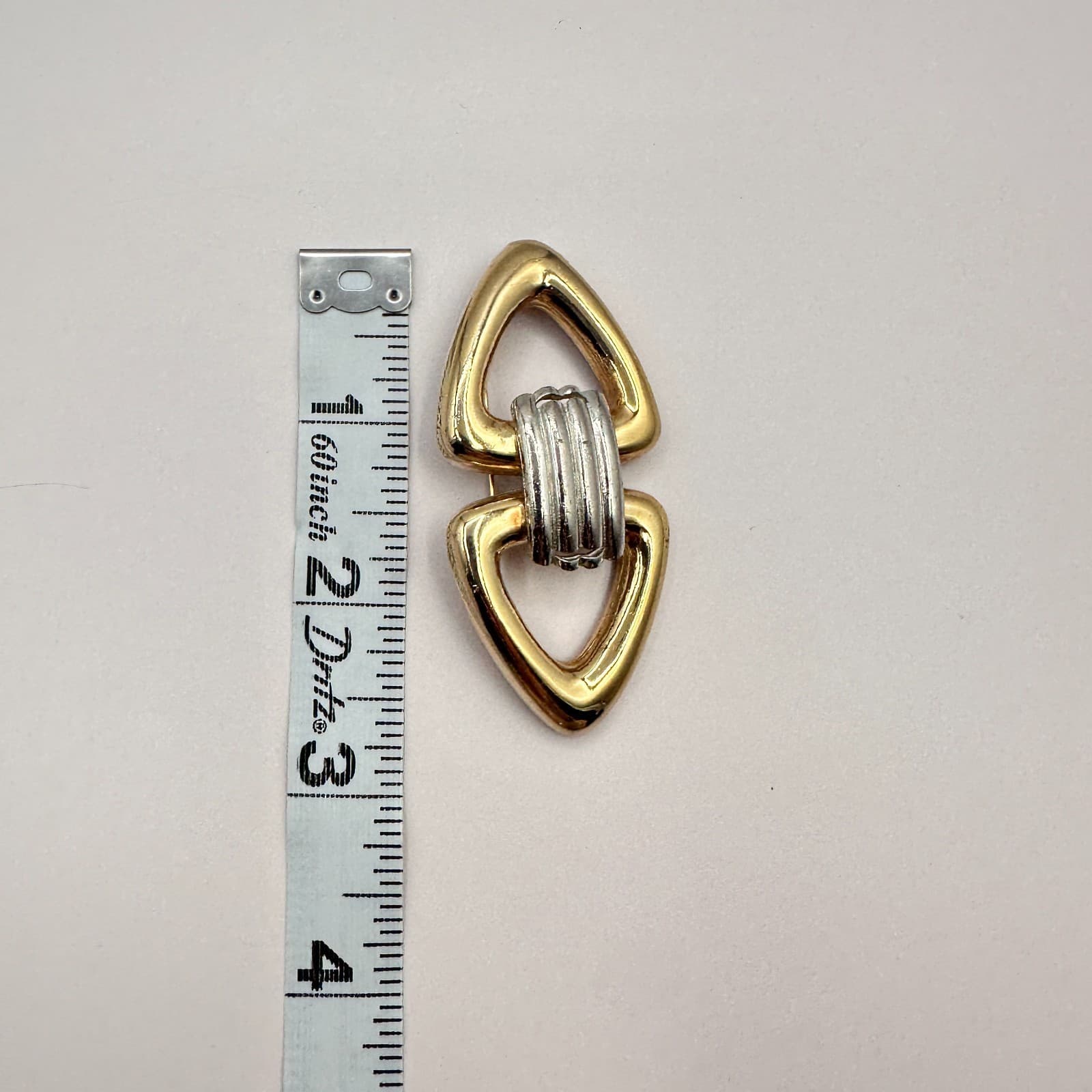 Vintage 90s Geometric Chunky Statement Brooch Pin Boho Classic Fashion Jewelry - Thumbnail 7