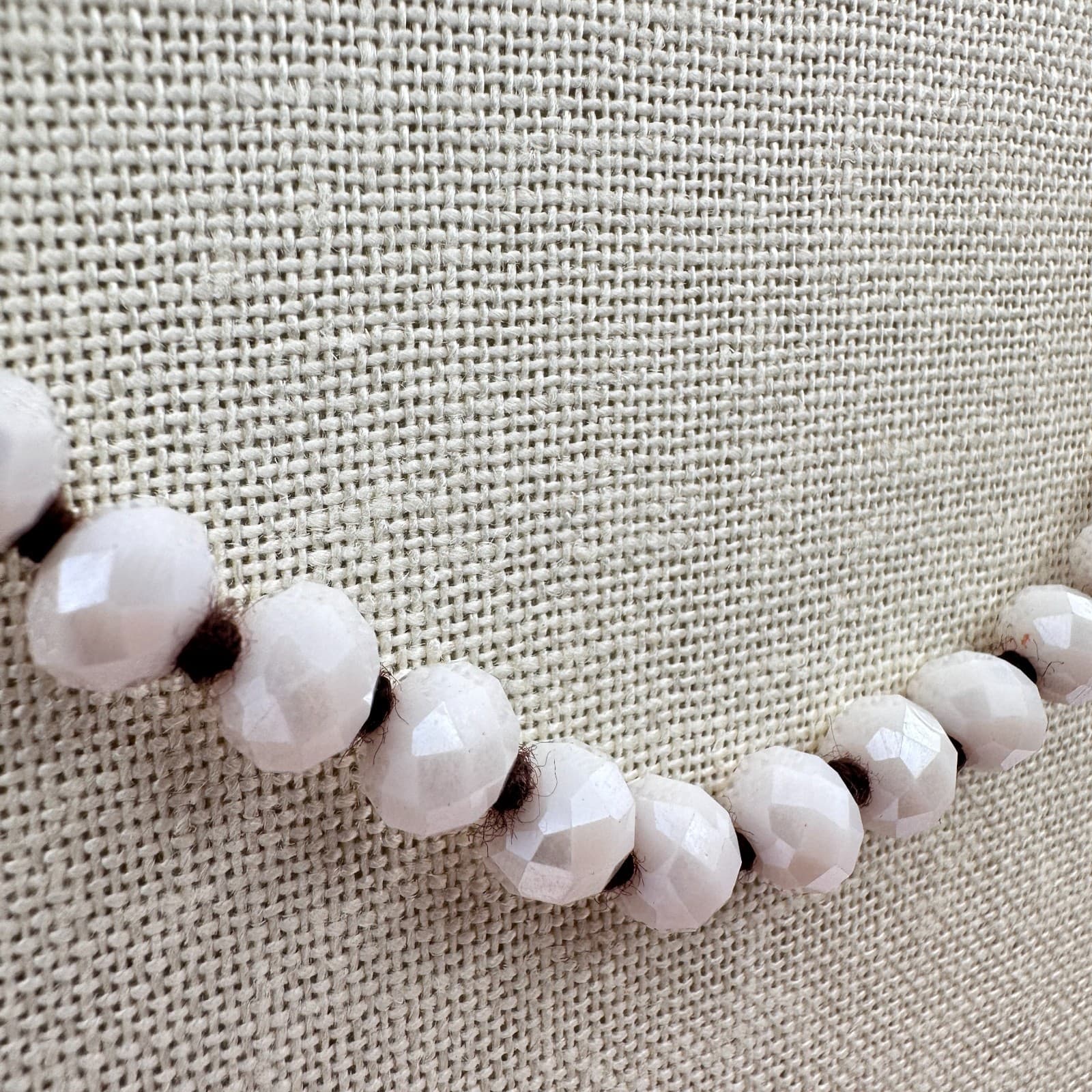 Vintage 90s Crystal Beaded Necklace Knotted cord Silver Tone Women's Jewelry Y2K - Thumbnail 5