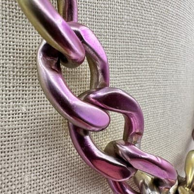 Vintage Y2K Chunky Pink & Gold Curb Chain Necklace Women s Classic Jewelry Y2K - Thumbnail 4