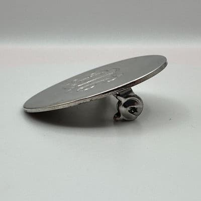 Vintage 80s Silver Tone Circular Monogrammed Brooch Pin Engraved Classic Jewelry - Thumbnail 3