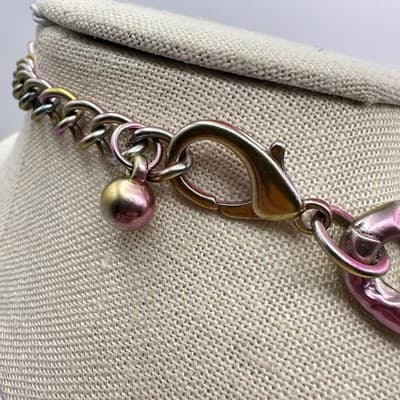Vintage Y2K Chunky Pink & Gold Curb Chain Necklace Women s Classic Jewelry Y2K - Thumbnail 8