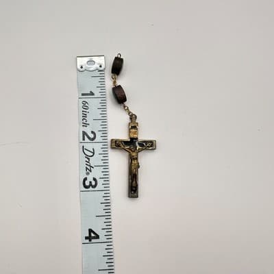 VTG 90s Catholic Rosary Faux Pearl Necklace Medugorje Virgin Mary Crucifix Set - Thumbnail 8