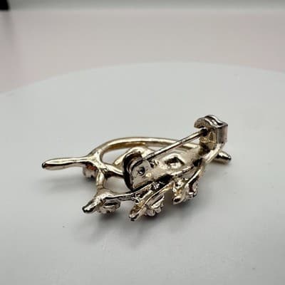Vintage 90s Silver Tone Blue Rhinestone Abstract Spray Brooch Pin Jewelry Y2K - Thumbnail 6