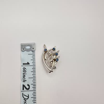 Vintage 90s Silver Tone Blue Rhinestone Abstract Spray Brooch Pin Jewelry Y2K - Thumbnail 7