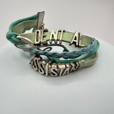 Vintage 90s Dental Assistant Charm Bracelet Blue &Green Multi-Strand Jewelry Y2K - Thumbnail 2