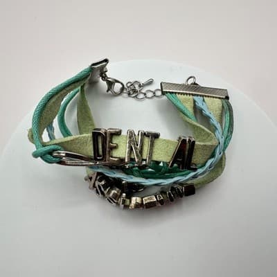 Vintage 90s Dental Assistant Charm Bracelet Blue &Green Multi-Strand Jewelry Y2K - Thumbnail 3