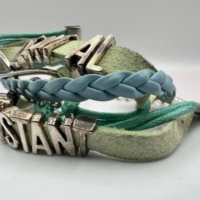 Vintage 90s Dental Assistant Charm Bracelet Blue &Green Multi-Strand Jewelry Y2K - Thumbnail 5