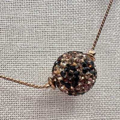 Vintage 90s Black Station Beaded Pave Ball Necklace Gold Tone Chain Jewelry Y2K - Thumbnail 5
