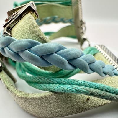 Vintage 90s Dental Assistant Charm Bracelet Blue &Green Multi-Strand Jewelry Y2K - Thumbnail 6