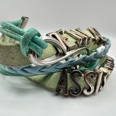 Vintage 90s Dental Assistant Charm Bracelet Blue &Green Multi-Strand Jewelry Y2K - Thumbnail 9