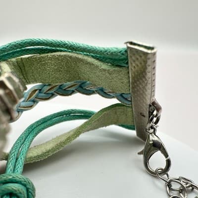 Vintage 90s Dental Assistant Charm Bracelet Blue &Green Multi-Strand Jewelry Y2K - Thumbnail 7