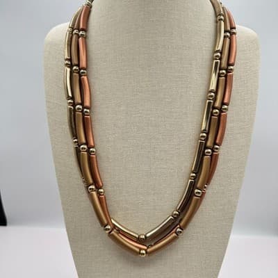 Vintage Y2K Multi-Strand Tube & Ball Beaded Necklace Women's Classic Jewelry 90s - Thumbnail 2