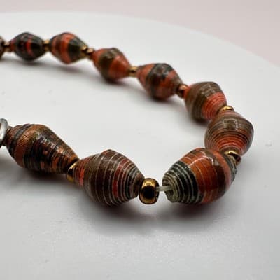 Vintage Y2K Bead for Life Charm Upcycled Paper Chunky Bracelet Boho Jewelry - Thumbnail 6