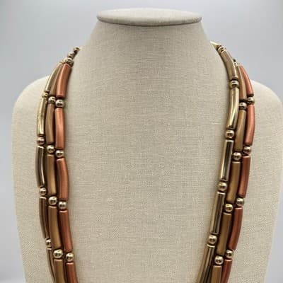 Vintage Y2K Multi-Strand Tube & Ball Beaded Necklace Women's Classic Jewelry 90s - Thumbnail 3