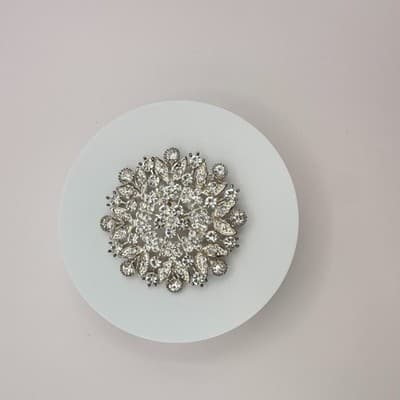 Vintage 80s Clear Glass Starburst Floral Brooch Silver Tone Statement Jewelry - Thumbnail 13