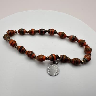 Vintage Y2K Bead for Life Charm Upcycled Paper Chunky Bracelet Boho Jewelry - Thumbnail 2