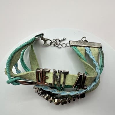 Vintage 90s Dental Assistant Charm Bracelet Blue &Green Multi-Strand Jewelry Y2K - Thumbnail 4