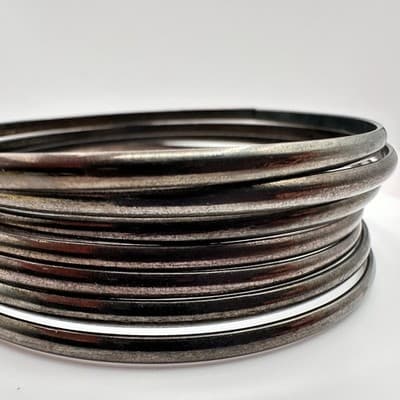 Vintage Y2K Silver Tone Stackable Hand Bangle Set Women's Classic Jewelry - Thumbnail 5