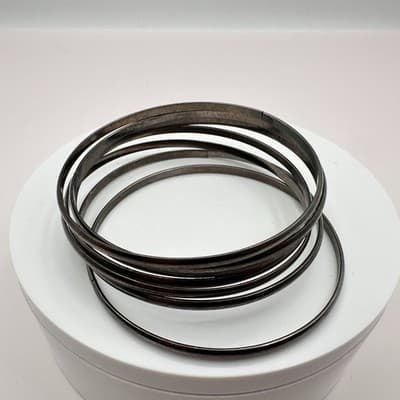 Vintage Y2K Silver Tone Stackable Hand Bangle Set Women's Classic Jewelry - Thumbnail 3