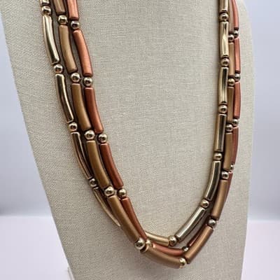 Vintage Y2K Multi-Strand Tube & Ball Beaded Necklace Women's Classic Jewelry 90s - Thumbnail 8
